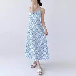 TBZ GSS DR222 썸 에스닉 백크로스 홀터넥 비치 여름 롱원피스 드레스