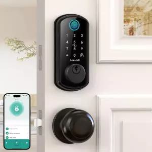WiFi 스마트 도어 잠금 장치 세트 핸들이 있는 혼빌 키리스 엔트리 데드볼트 홈 호텔 블랙용 알렉사
