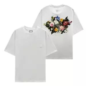 우영미 MUST IT_25SS 화이트 플라워 반팔 티셔츠 W253TS06701W
