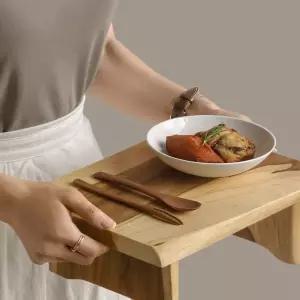 다용도 주방 정리 원목 받침대 티크 우드 선반 30cm
