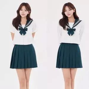 TBZ 세줄라인 딥그린 마린 세라복 세트(반팔or긴팔) 교복