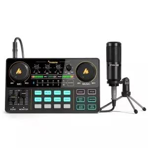 MaonoCaster 오디오 인터페이스 팟 캐스트 스튜디오 사운드 카드 키트 라이브 스트리밍 녹음 Youtube PC  P