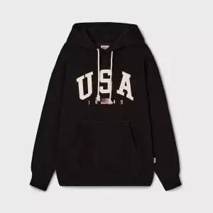 후아유 USA Logo 후드 티셔츠Brushed WHMHF4T91U 474160