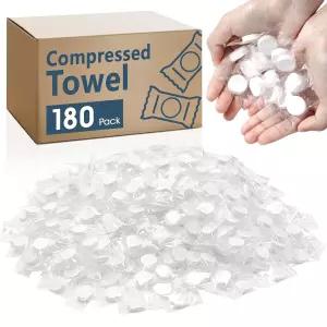 180 PCS 압축 타월 미니 정제 일회용 페이스 캠핑 가정 여행 야외 스포츠용 휴대용 대량 동전 티슈