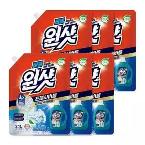 슈가버블 원샷 프레쉬 버블 친환경 세제 2.1L 6개