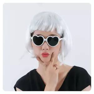 (PW) 파티가발 단머리(화이트)패션가발 공연가 장기자랑가 코스프레가 용가 머리가 통가
