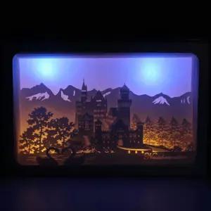 DIY 페이퍼커팅 LED무드등+매트 포함 - 백조의성LED등 실내등 취침등 수유등 디자인등 침실스탠드 LED조명