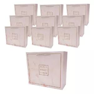 ABM 스윗타임 대리석 쇼핑백 핑크 대 10개(30x12x27cm)종이 종이백 봉투 디자인 선물용가방 무늬 포장케이