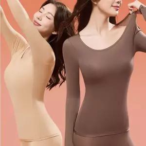 여성 슬림 자연스러운 체형 정리 패드 내장 이너 내복 상하의 세트기모 할머니 여자 내의 겨울내의 어른 얇
