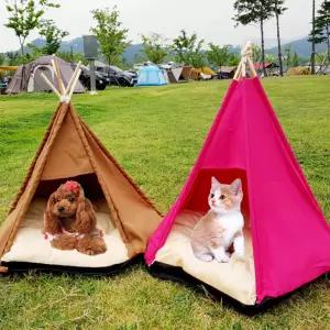 인디언 애견텐트 대형 숨숨집 강아지 고양이 방석 애묘 쿠션 펫텐트 하우스