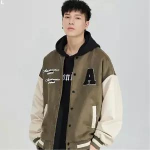 남성캐주얼레터링 카키야구점퍼 바시티자켓 IS JK54N남자잠바 블루종 간절기 패션 과잠바 항공