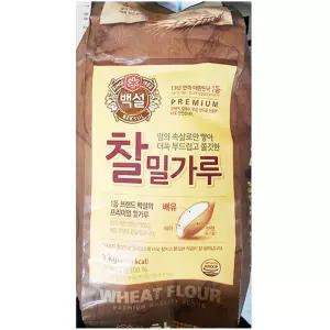 찰밀가루 (백설 1K)X10 쫄깃한 요리용 제분류 반죽 국수 제빵 제과 부침 만두 밀가루 부드러운