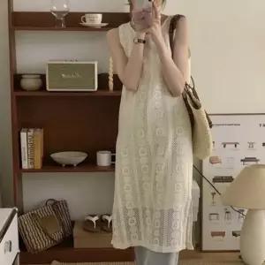 민소매 레이스 나시 원피스 NM-0140 시스루 비치웨어 비치룩 자수 바캉스휴양지