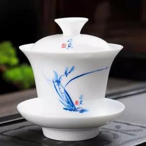 도자기 개완 120ml 합잔 다기찻잔백자 중국 다구 다기잔 뚜껑