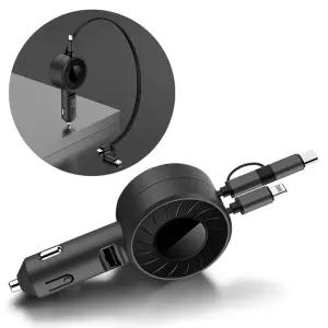 USB 시거잭 차량용 고속 충전선 블랙 5핀 8핀 C타입 80cm 길이조절기 시거 용기 용USB 기가 USB변환기 멀티