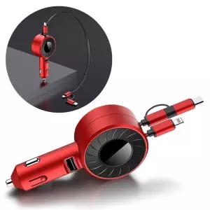 USB 시거잭 차량용 고속 충전선 레드 5핀 8핀 C타입 80cm 길이조절기 시거 용기 용USB 기가 USB변환기 멀티
