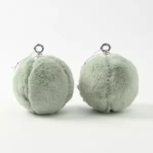 패브릭 장식볼 진주폼폼이 2개 10cm 천 볼크리스마스트리 트리볼 성탄절 소품 꾸미기 오너먼트