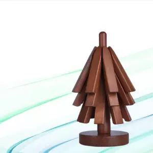 휴대용 폴딩 냄비받침 우드 트리 주방 인테리어 세트접이식 집게 컵받침 매트