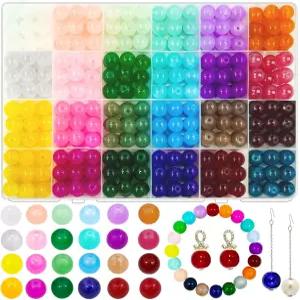 주얼리 제작용 10mm 유리 구슬 400개 24색 크리스탈 보석 팔찌 DIY 공예 목걸이 휴대폰 랜야드 웨딩 데코에