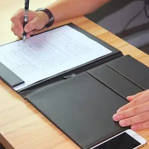 오피스 자석 가죽 서류 클립보드(A4) (블랙) 결제판 결재 파일 받침대 크보드