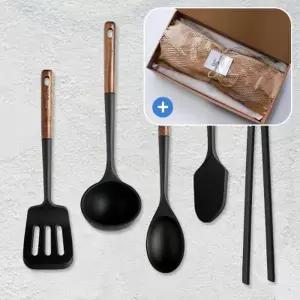 [텐바이텐][선물포장] 모코 블랙 우드핸들 실리콘 조리도구세트 5종