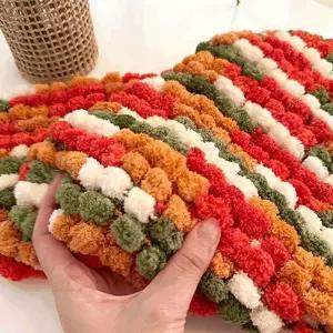 대바늘 수면사 부드러운 블랭킷 폼폼이 무릎 담요 뜨기뜨기키트 뜨기 뜨기뜨개 폼이실 망토 만들기 겨울만