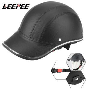 LEEPEE 카페 레이서 헬기 스쿠터 안전 하드 모자 반 얼굴 빈티지 여름 모자 오토바이 반 헬멧 야구 모자 스타일