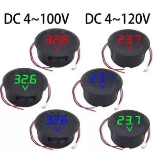 DC 4-100V LED 디지털 디스플레이 라운드 2 선 전압계 자동차 전압 전류 측정기 빨간색 DC 4100V