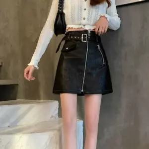 스커트 치마 가죽 레더 지퍼 에쁜 포인트 앞지퍼