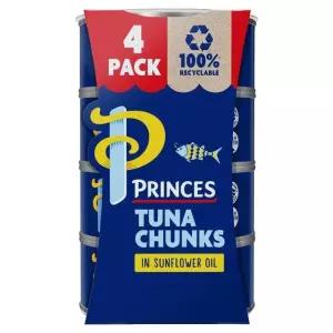 Princes 프린세스 튜나 청크 인 해바라기 오일 4x145g 6개