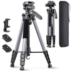 CAMBOFOTO 74 u2033 알루미늄 삼각대 여행 DSLR 헤비 u2010듀티 u2013 프로페셔널 마운트 ) 스마트폰 팬 카메라 및 미러리스 경량 폰 삼각대(360