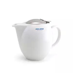 티포트 라운드 화이트 티팟 도자기 580ml 제로재팬 3인용티포트 차주전자