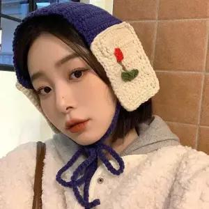 여성 귀여운 뽀짝 큐티 뜨개 니트 귀마개 인생샷 코디 겨울귀마개 겨울악세서리