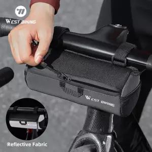 서쪽 자전거 핸들 바 가방 사이클링을위한 휴대용 반사 어깨 MTB 도로 스쿠터 전면 도구 탄성 밴드