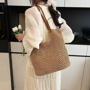 라탄 엣지 패턴 토트 숄더백 데일리 썸머백 라탄토트 숄더토트 여름토트 왕골토트 썸머백