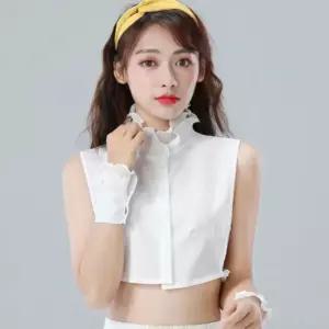 여자 플리츠 레이스 하이넥 페이크카라 넥케이프 이너 넥케이프 이너카라 레이어드카라