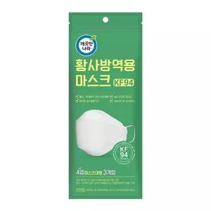 황사 방역 마스크 KF94 대형 3매입 2개 일반 필터 차단 비말 어른용 1회용 일회용