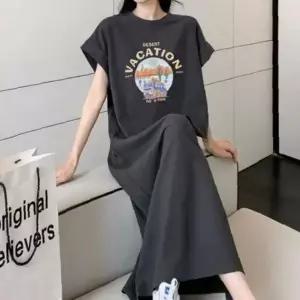 임산부 체형커버 루즈핏 반소매 맥시 원피스 홈웨어 라운지웨어 편안한 실내복