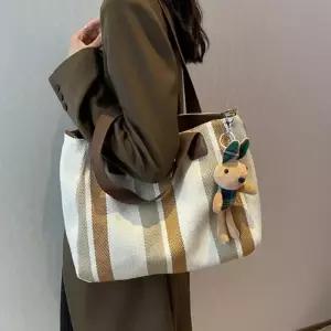 [라일리] Rly 세로 줄무늬 패브릭 숄더백 쇼퍼백 대학생 여름