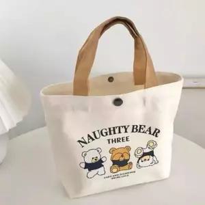[라일리] Rly 곰돌이 캔버스 미니 토트백 손가방 캔버스 가방