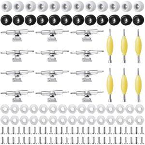 Jexine 6 세트 DIY 핑거보드 키트 액세서리 미니 핑거 스케이트보드 부품 포함 12 브래킷 54 나사 30 너트 드라이버 24 보드 휠 도구 96mm(블랙, 화이트)