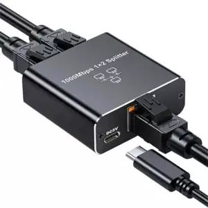 RJ45 분배기 기가비트 이더넷 어댑터 인터넷 네트워크 케이블 TV PC 확장기 박스 검정색