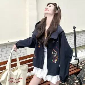 여자 가을 후드 숏 캐릭터 상의 가디건 추천 카디건 프린트 슬림핏 SPO마켓1