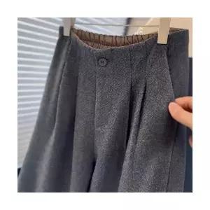 여성 트렌디 아이템 정장 바지 후 밴딩 모직 슬림 와이드 HT1