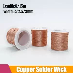 15M 길이 솔더링 브레이드 메쉬 테이프 구리 PCB 용접 납땜 수리 제거 솔더 와이어 2mm x 8M