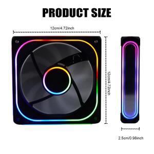 MANMU 케이스 팬 공랭식 고정 색상 레인보우 RGB 쿨링 120mm 컴퓨터 2핀