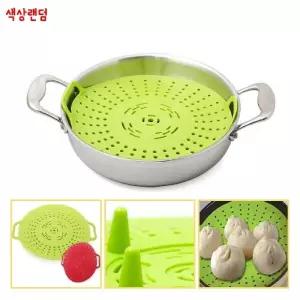 실리콘 찜기-약24cm(색상랜덤) 받침대 H약2.5cm조리도구 요리 조리 주방 다용도 가정용