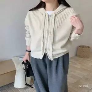 여성 캐주얼 데일룩 스웨터 더블 상의 솔리드 카디건 후드 보온 집업 DAOL1