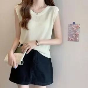 데일리 모던 골지 라운드 나시 탑