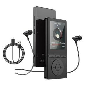 [미국배송] 64GB MP3 플레이어(블루투스 5.3 탑재) 스포츠 러너를 위한 하이파이 사운드 음악 플레이어 2.4인치 화면 플레이어(HD 스피커 음성 녹음기 FM 라디오 전자책 내장) 최대 128GB 확장 이어폰 포함